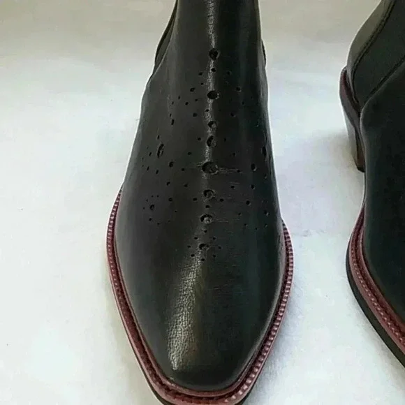 kelsi Dagger perforated black  leather booties - Picture 8 of 10